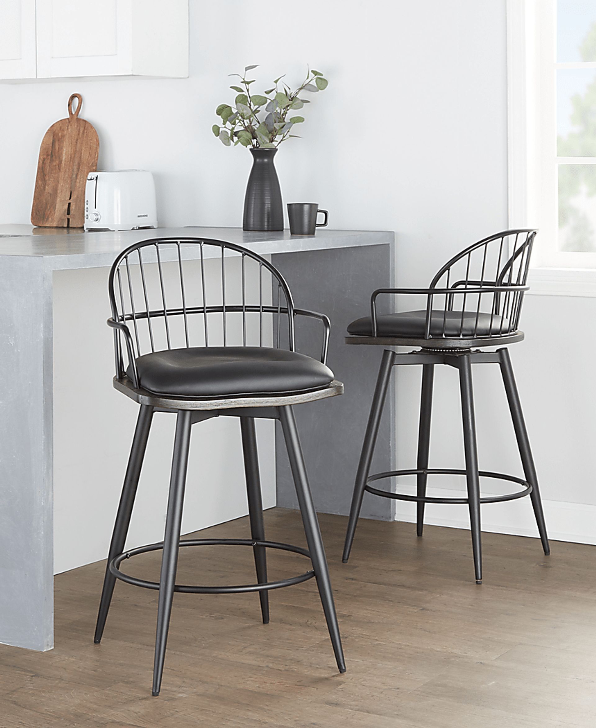 Charlias II Black Swivel Counter Height Stool, Set of 2 - Image 5