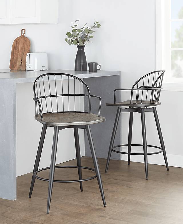 Charlias II Black Swivel Counter Height Stool, Set of 2 - Thumbnail - Image 6