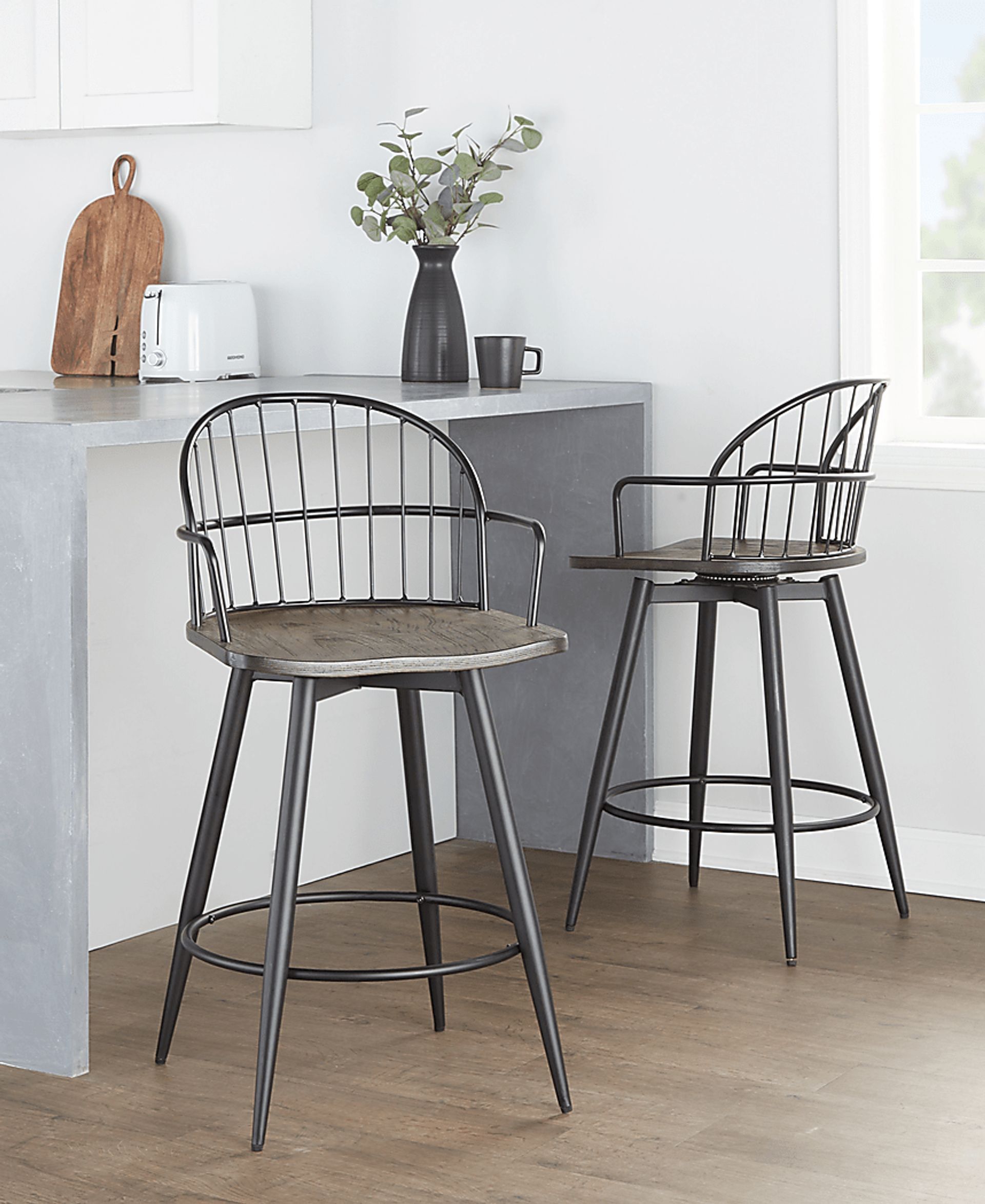 Charlias II Black Swivel Counter Height Stool, Set of 2 - Image 6