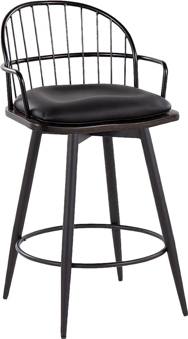 Charlias II Black Swivel Counter Height Stool, Set of 2 - Thumbnail - Image 8