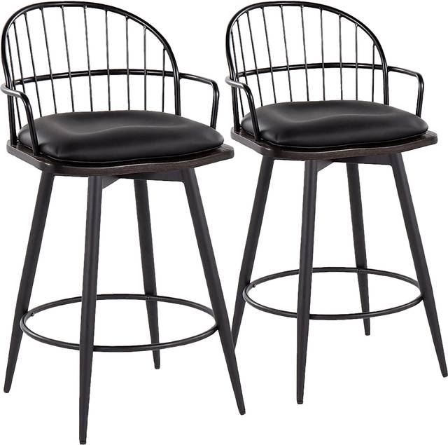 Charlias II Black Swivel Counter Height Stool, Set of 2 - Thumbnail - Image 1