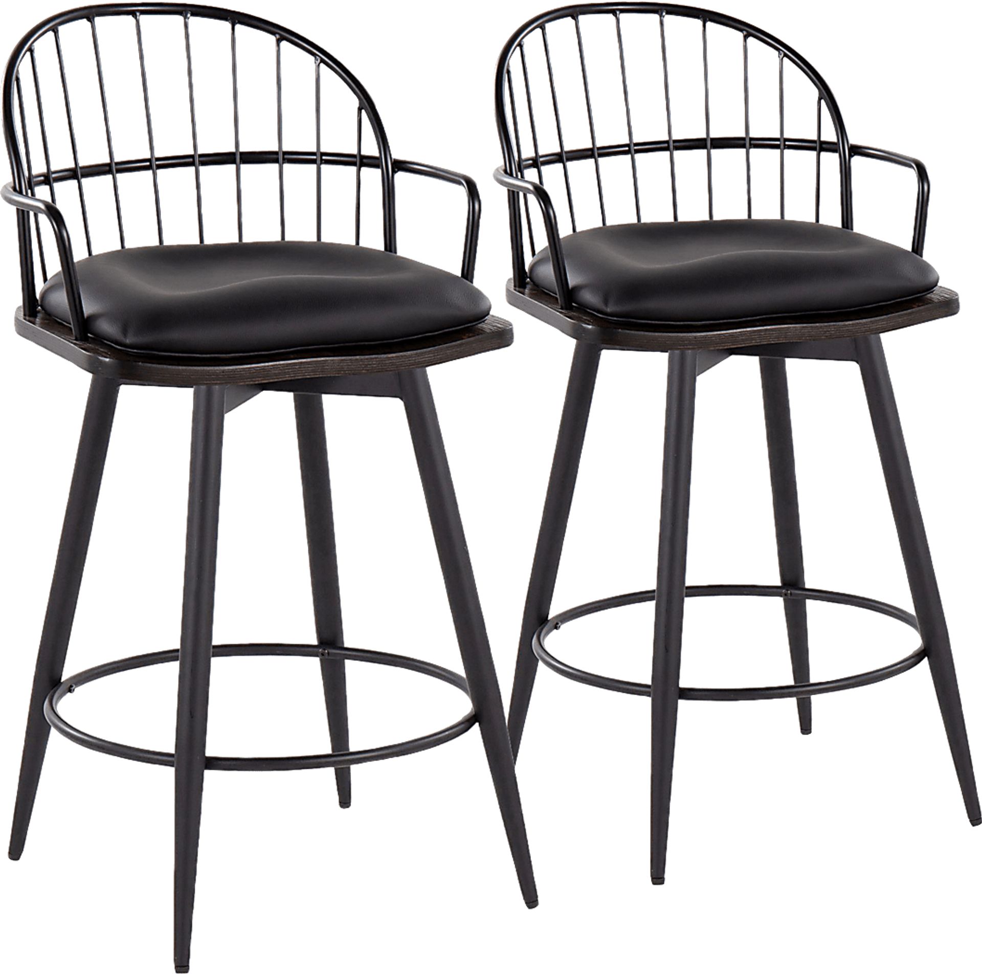Charlias II Black Swivel Counter Height Stool, Set of 2 - Image 1