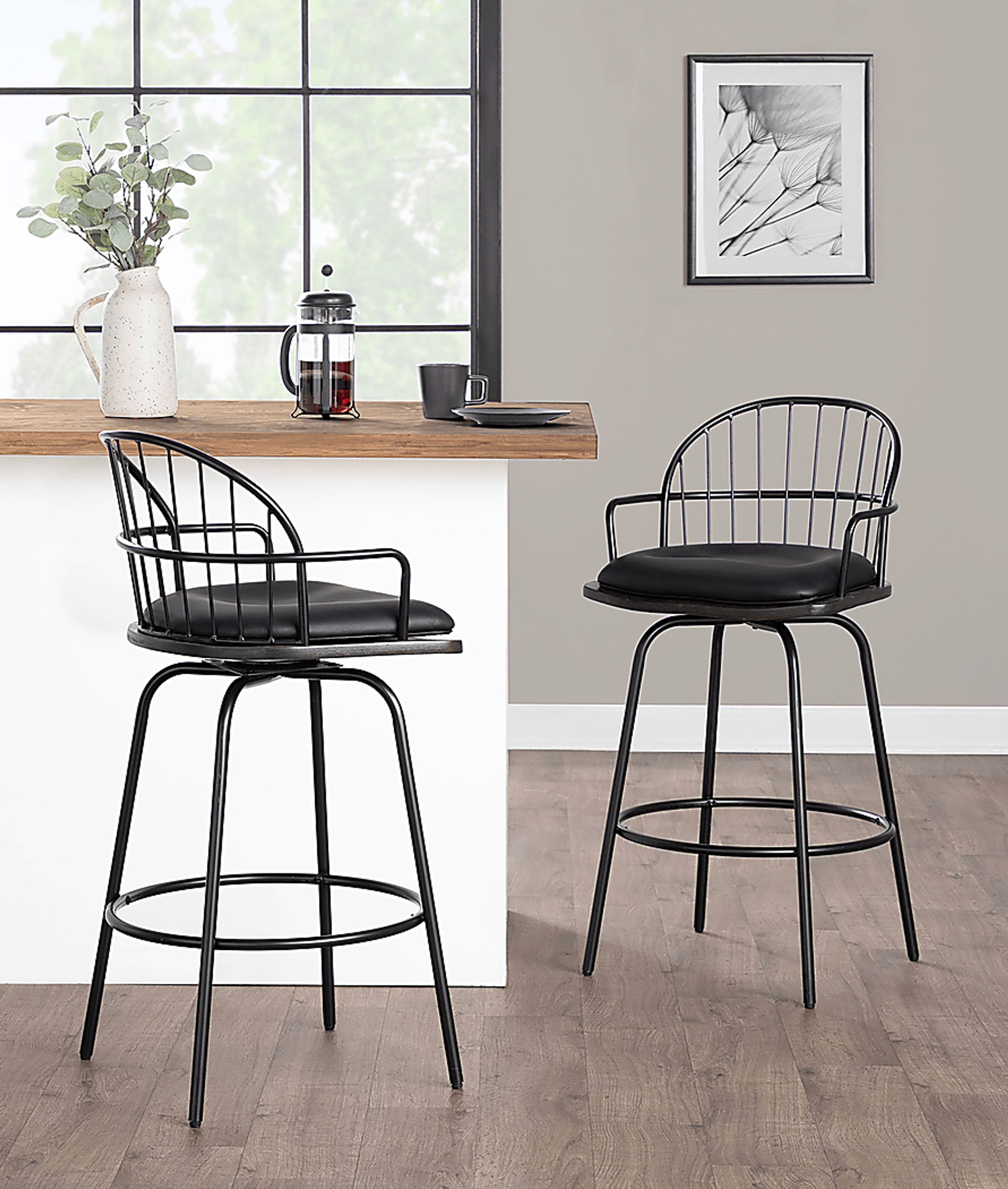 Charlias III Black Counter Height Stool, Set of 2 - Image 2