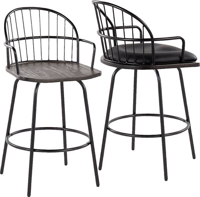 Charlias III Black Counter Height Stool, Set of 2 - Thumbnail - Image 7