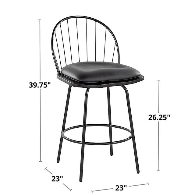 Charlias III Black Counter Height Stool, Set of 2 - Thumbnail - Image 8