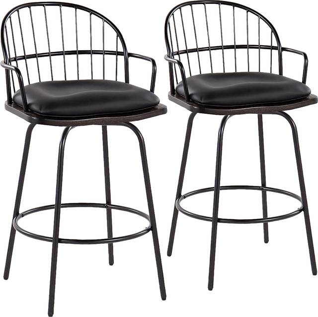 Charlias III Black Counter Height Stool, Set of 2 - Thumbnail - Image 1