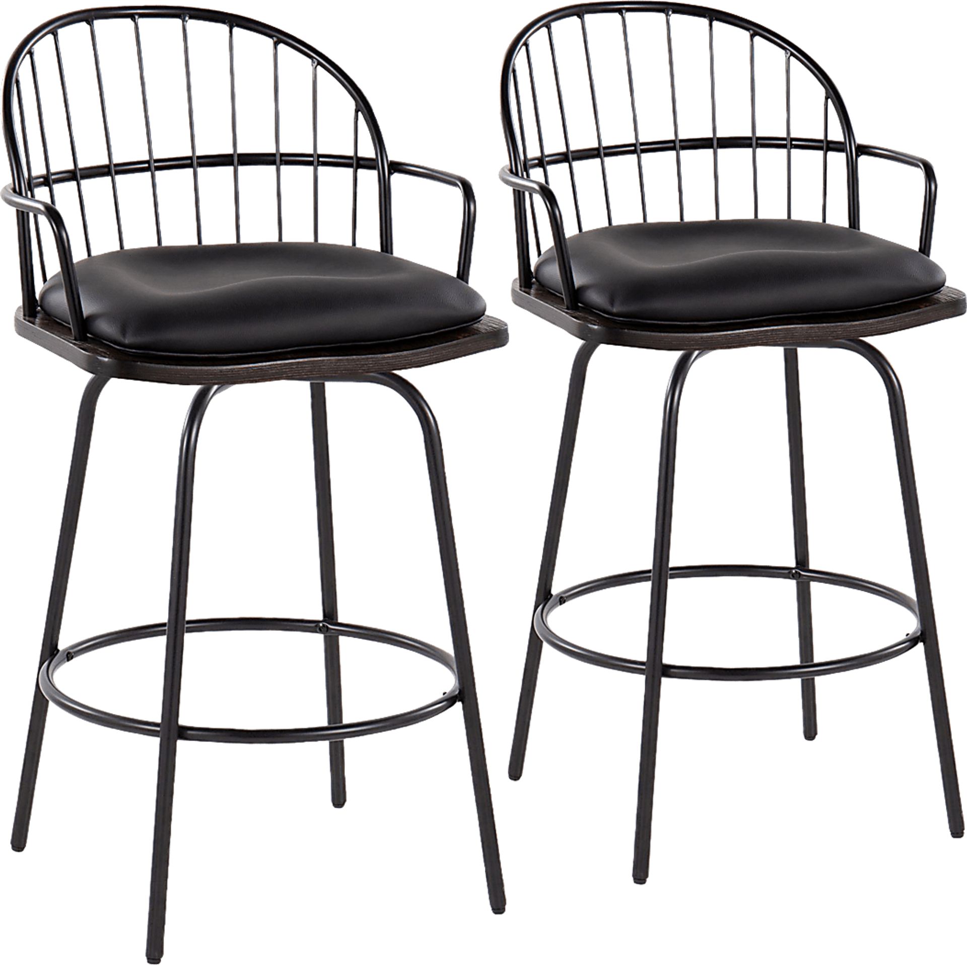 Charlias III Black Counter Height Stool, Set of 2 - Image 1