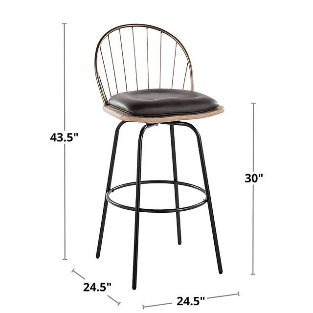 Charlias III Black Swivel Barstool, Set of 2 - Thumbnail - Image 11