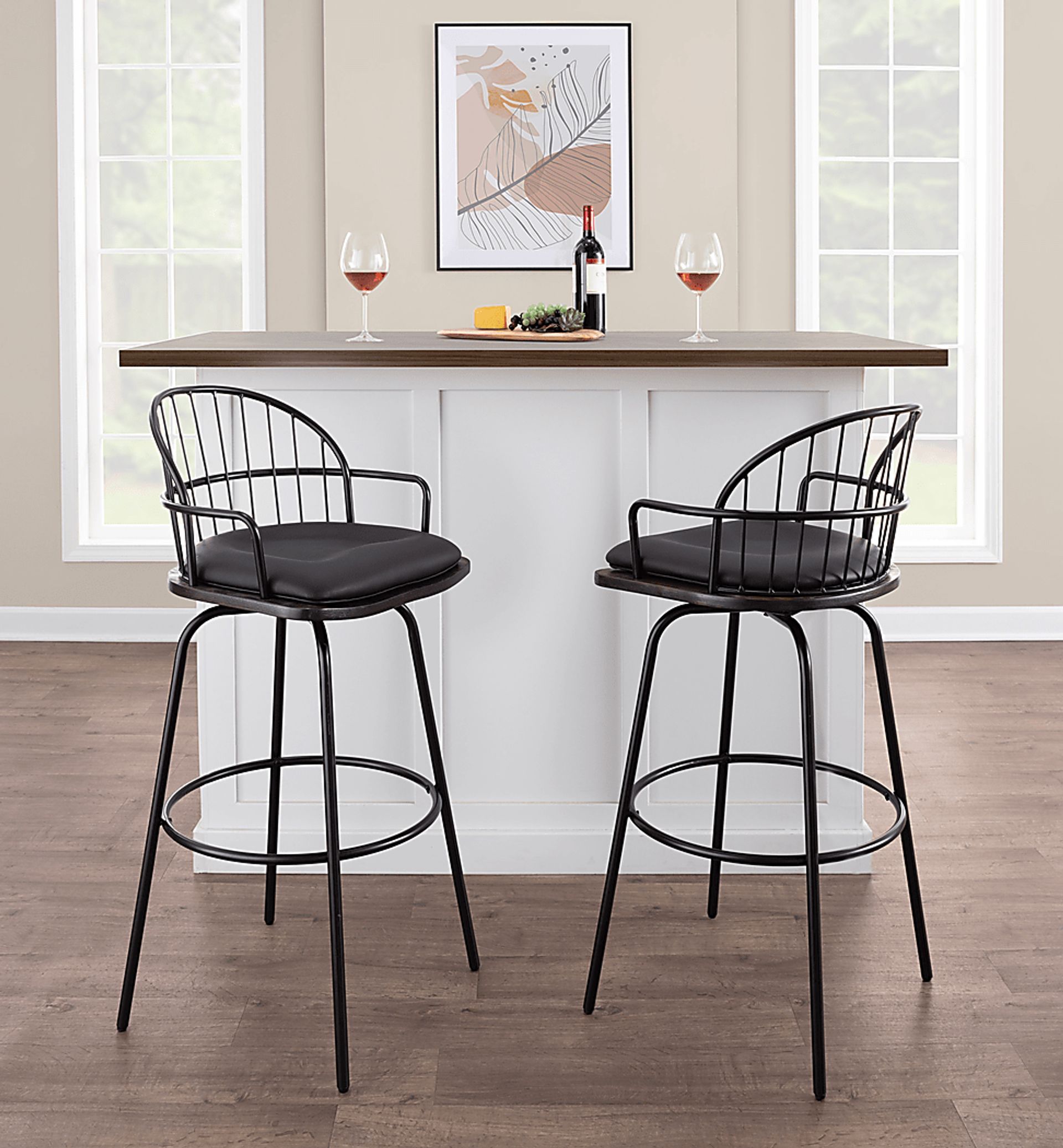 Charlias III Black Swivel Barstool, Set of 2 - Image 2