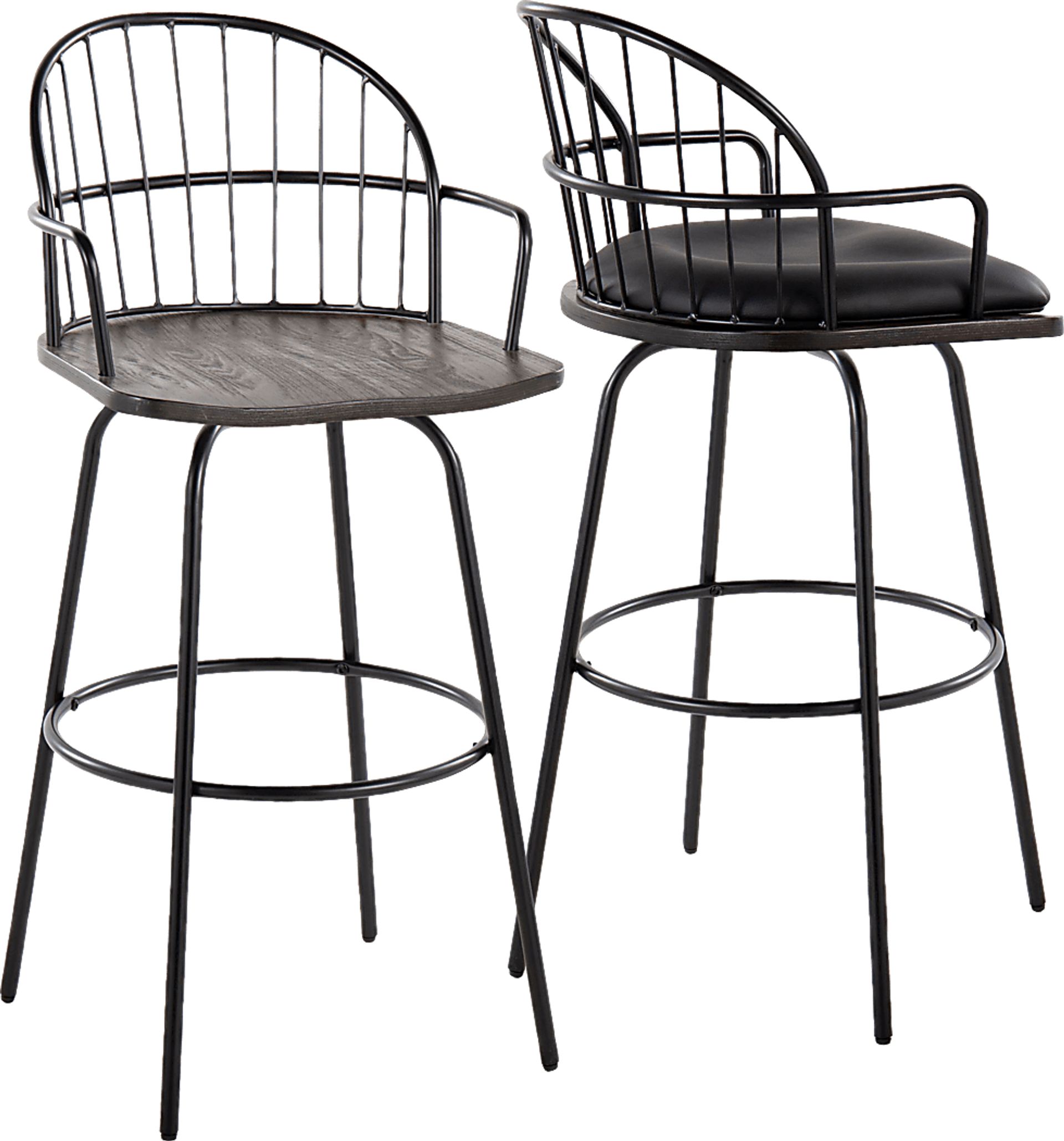 Charlias III Black Swivel Barstool, Set of 2 - Image 5