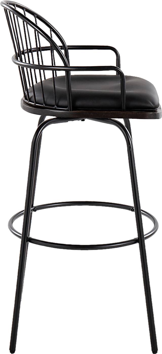 Charlias III Black Swivel Barstool, Set of 2 - Thumbnail - Image 6