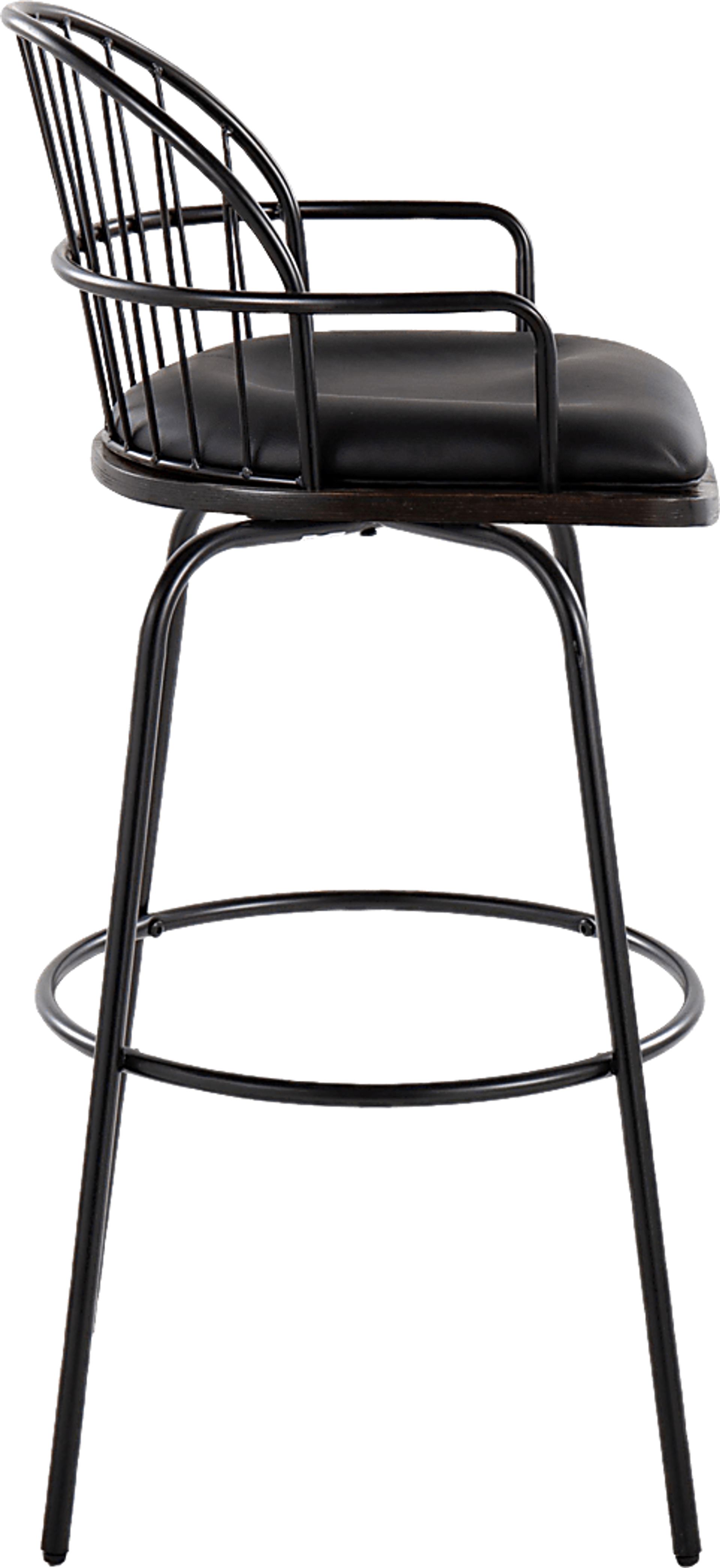 Charlias III Black Swivel Barstool, Set of 2 - Image 6