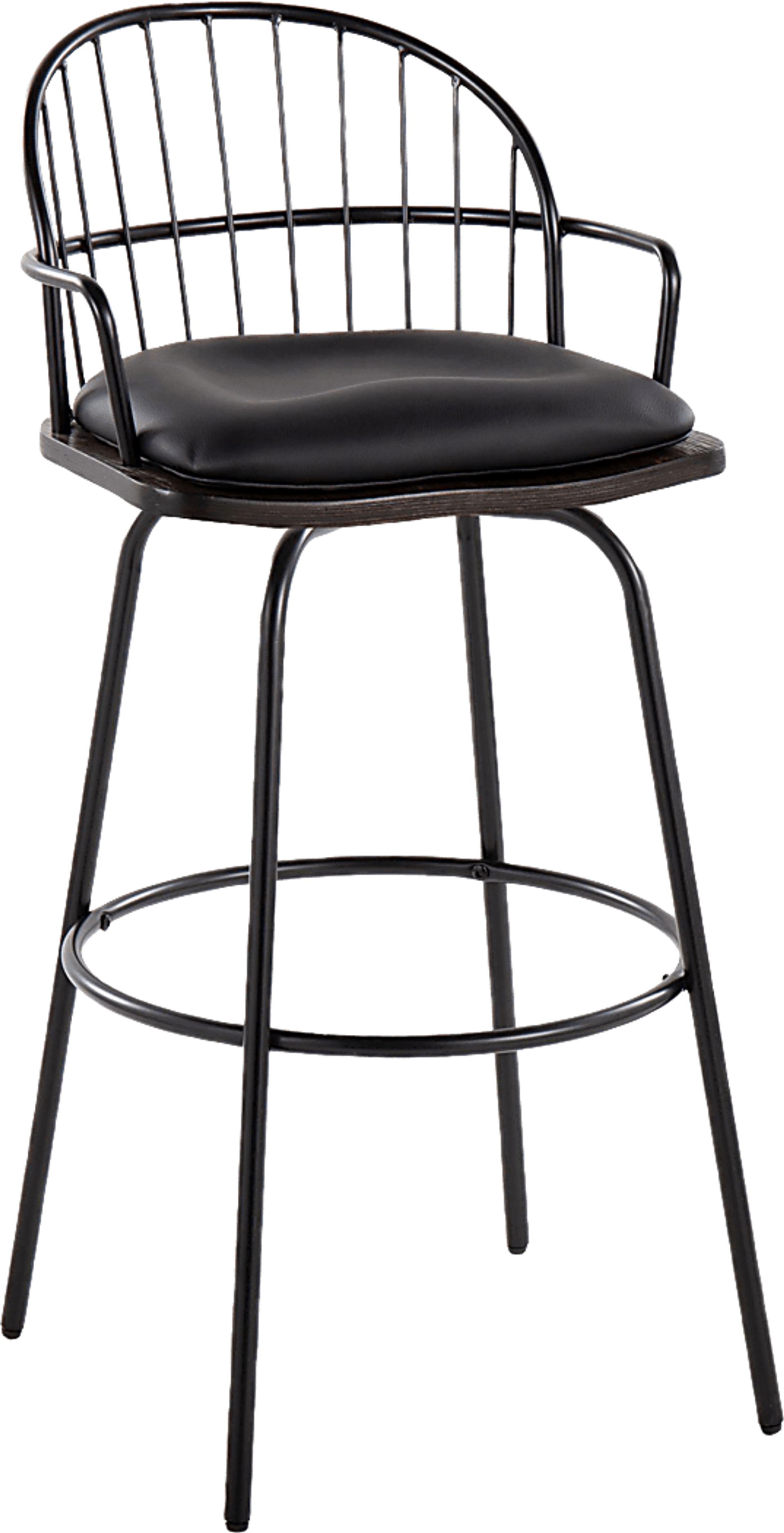 Charlias III Black Swivel Barstool, Set of 2 - Image 7