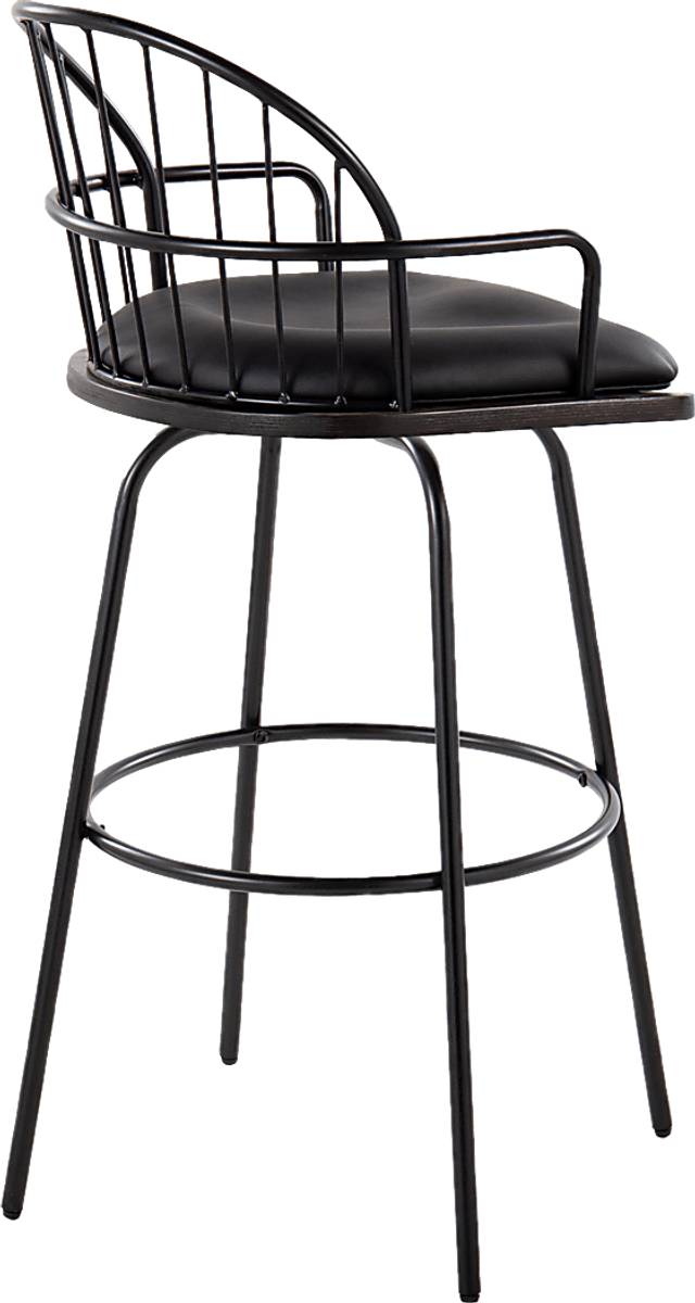 Charlias III Black Swivel Barstool, Set of 2 - Thumbnail - Image 8