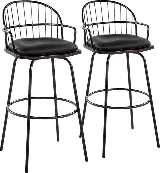 Charlias III Black Swivel Barstool, Set of 2 - Thumbnail - Image 1