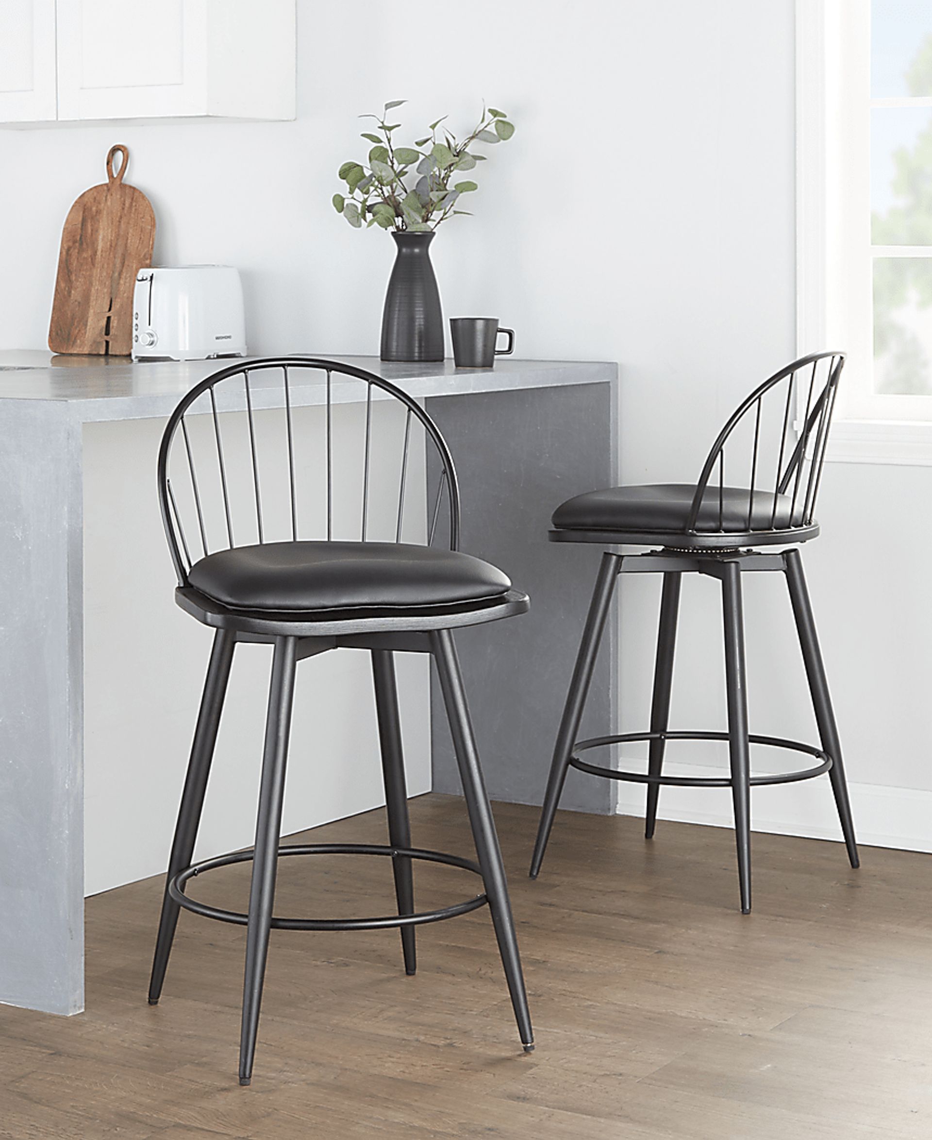 Charlias IV Black Swivel Counter Height Stool, Set of 2 - Image 4