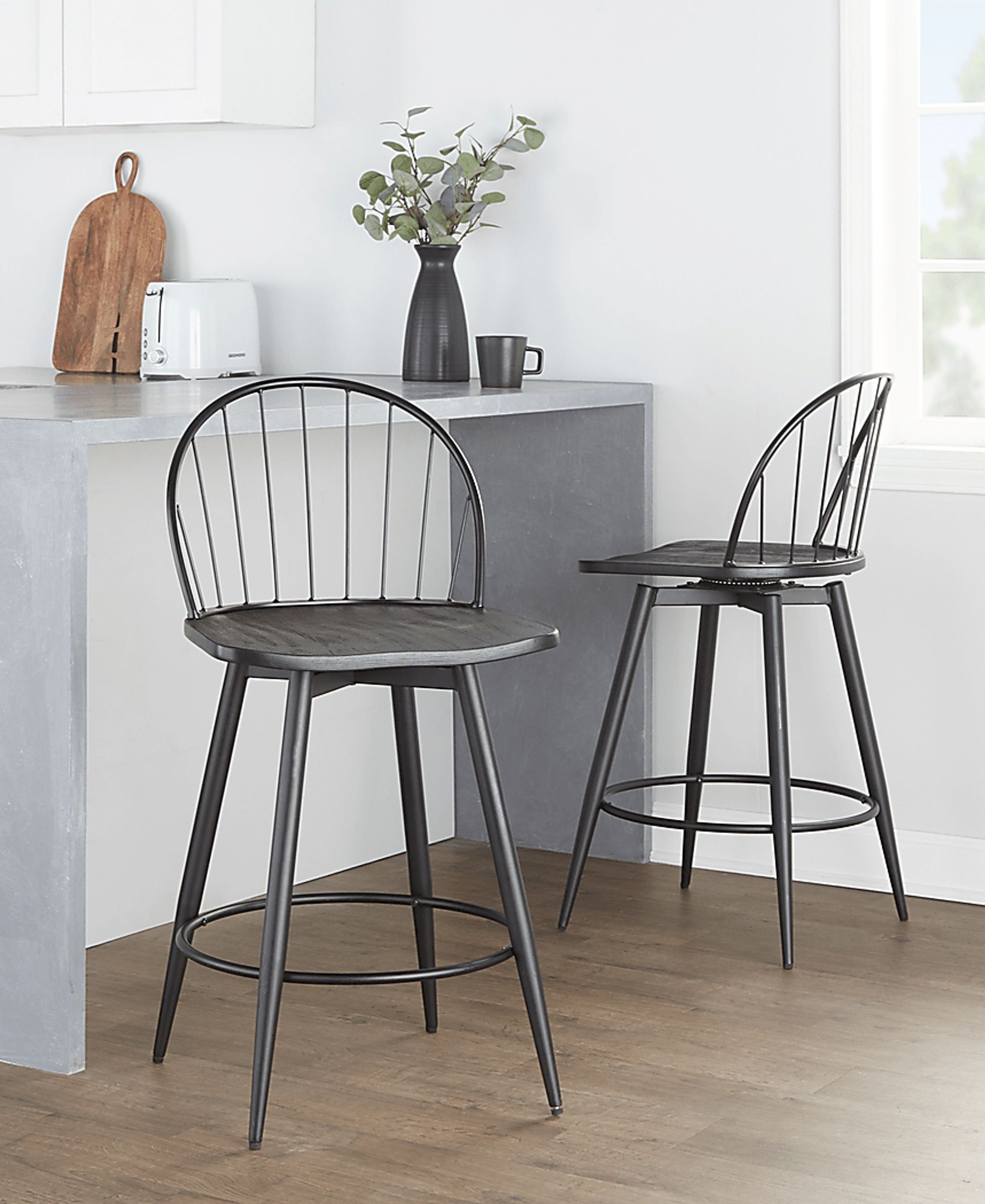 Charlias IV Black Swivel Counter Height Stool, Set of 2 - Image 5