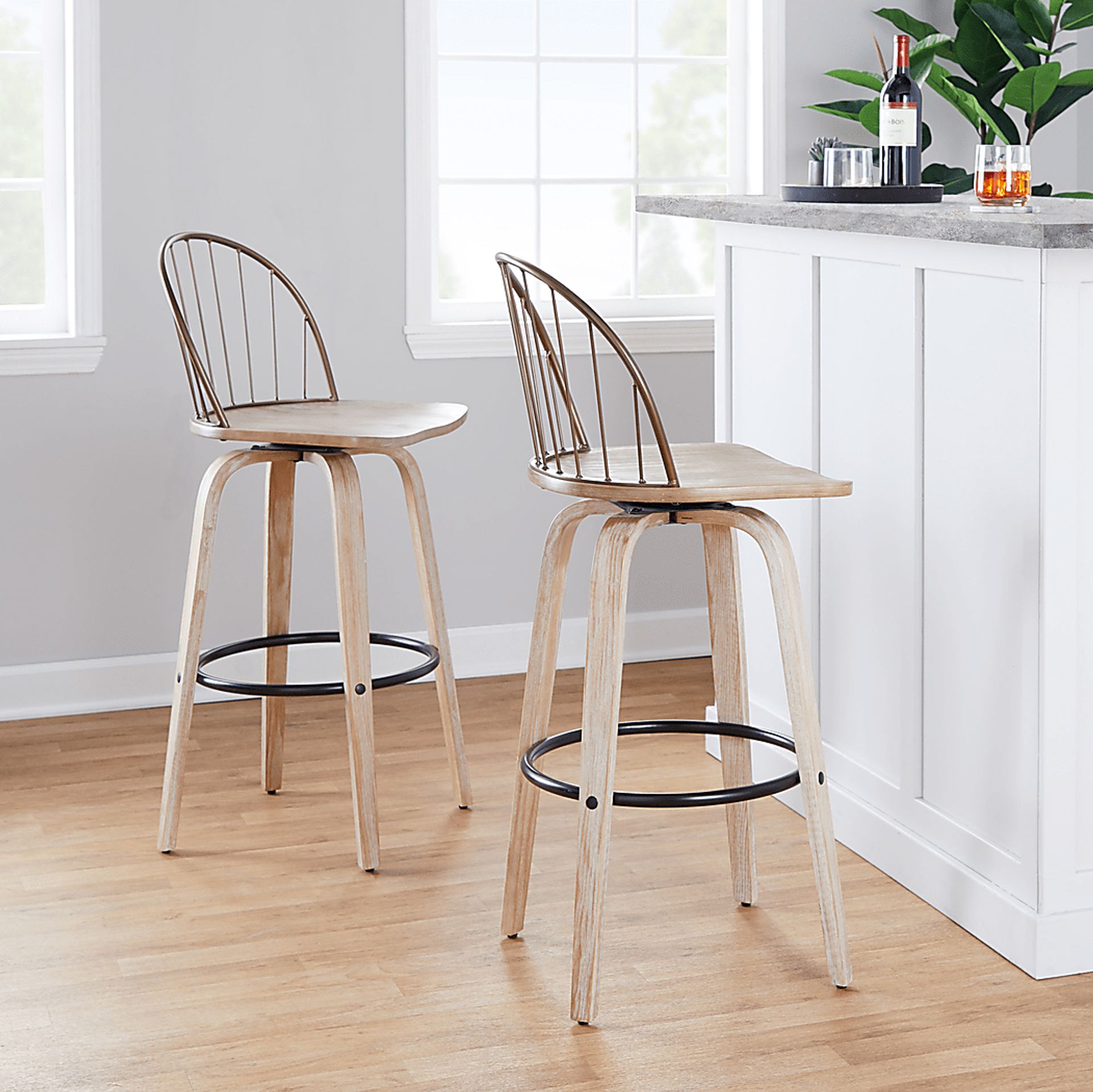 Charlias IX Brown Barstool, Set of 2 - Image 3
