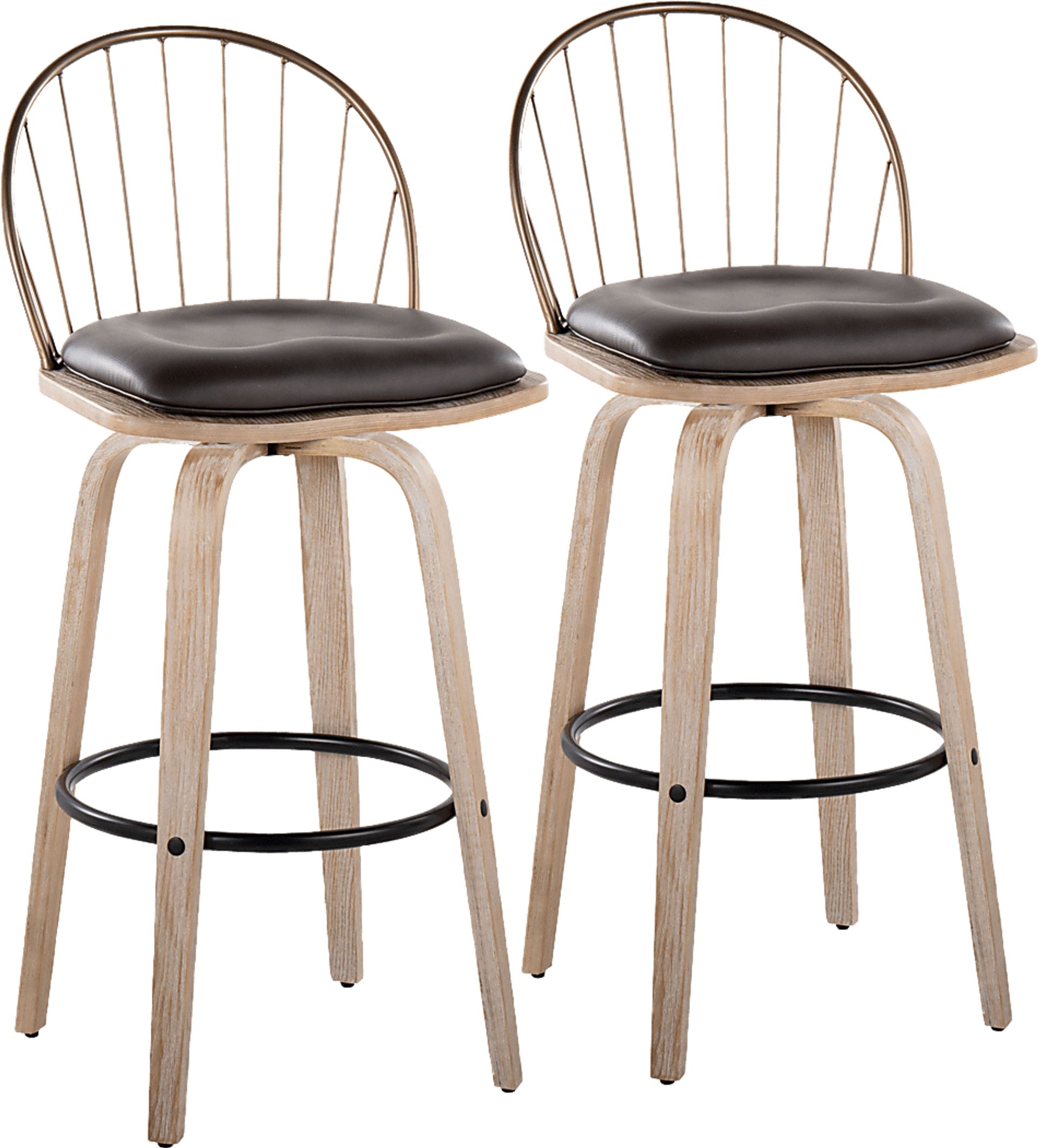 Charlias IX Brown Barstool, Set of 2 - Image 1