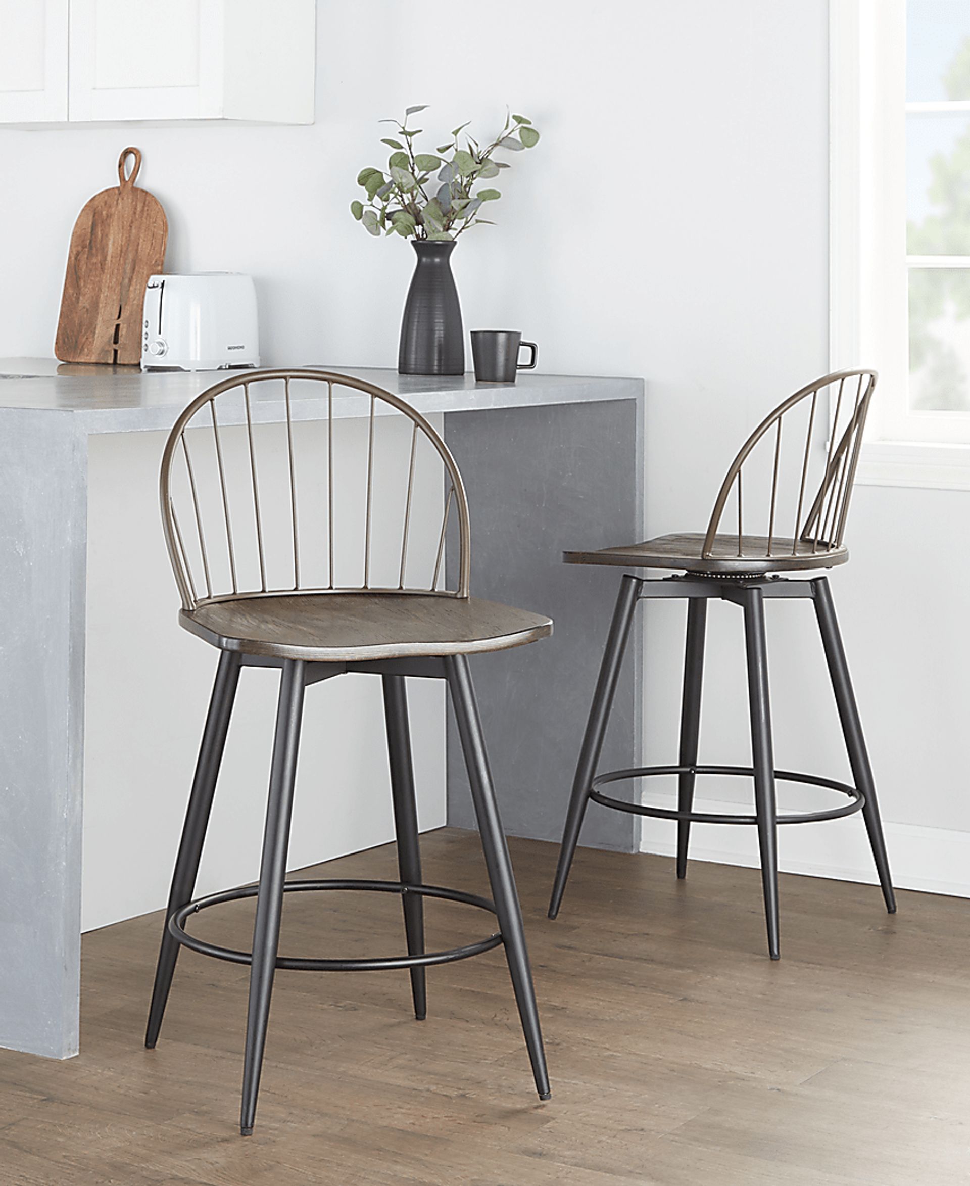 Charlias V Black Swivel Counter Height Stool, Set of 2 - Image 4