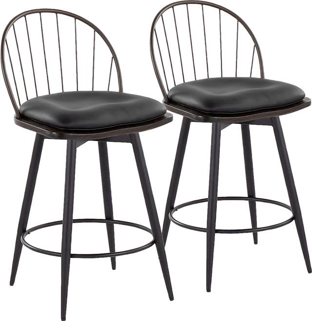 Charlias V Black Swivel Counter Height Stool, Set of 2 - Thumbnail - Image 1