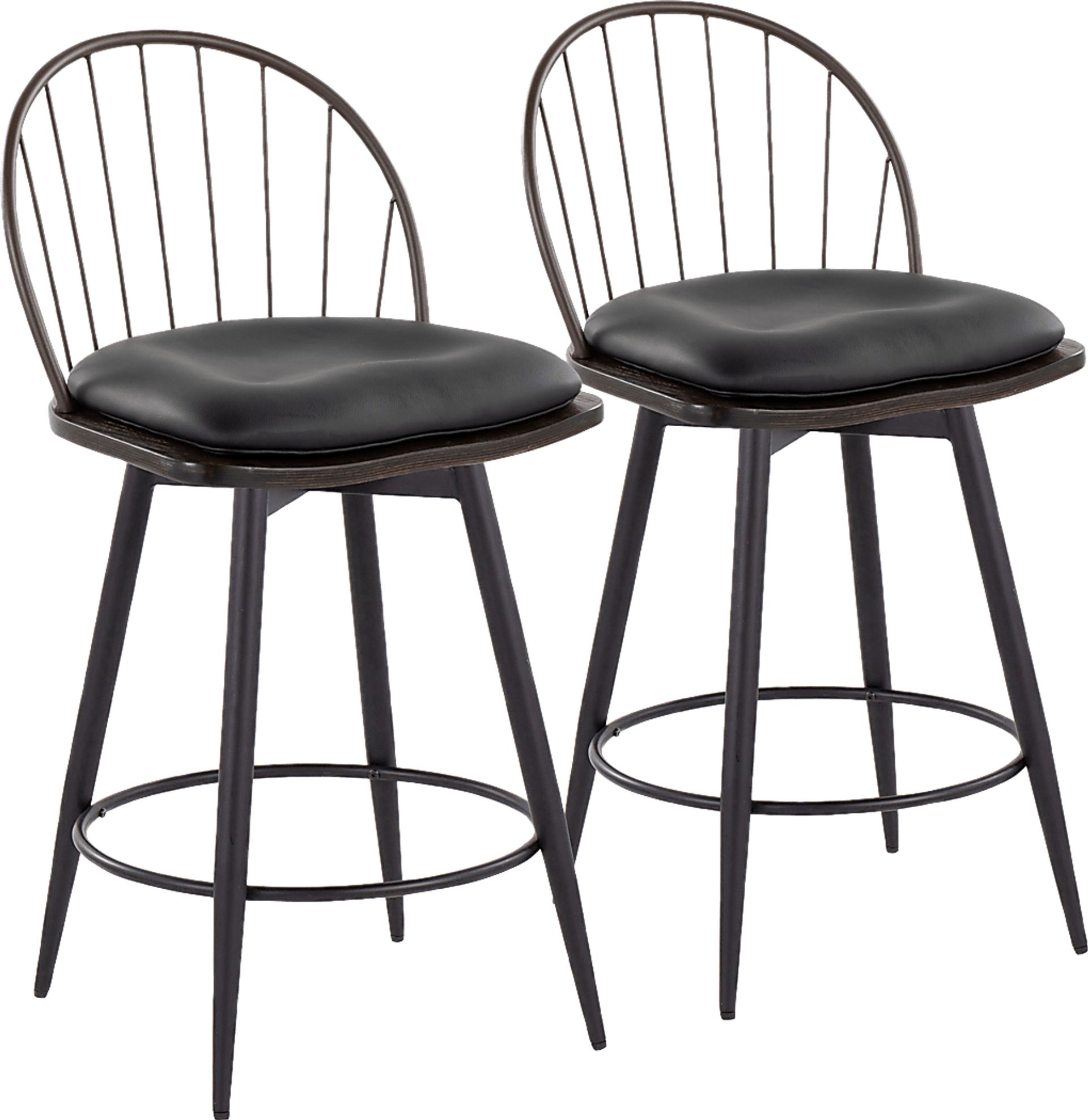 Charlias V Black Swivel Counter Height Stool, Set of 2 - Image 1