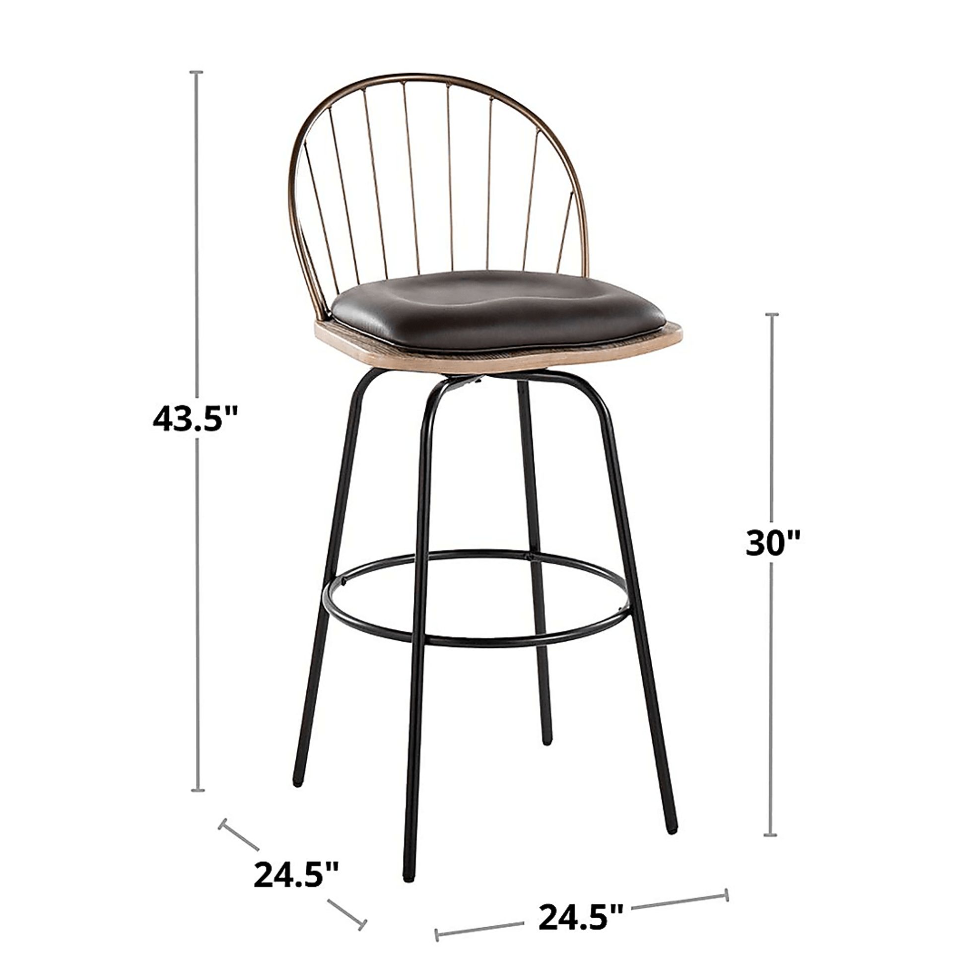 Charlias VI Black Swivel Barstool, Set of 2 - Image 12