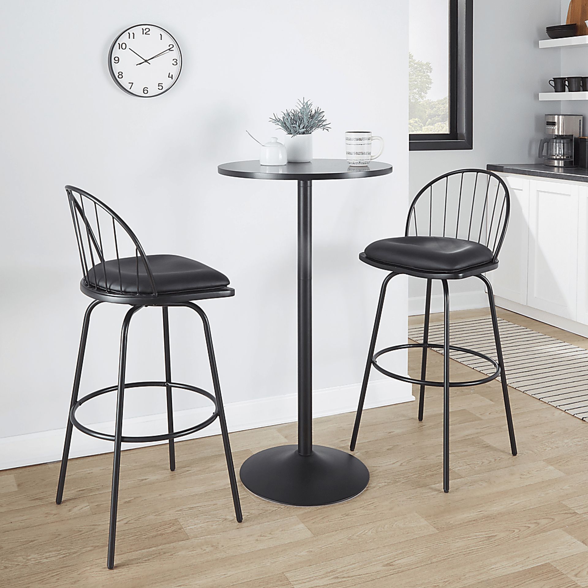 Charlias VI Black Swivel Barstool, Set of 2 - Image 2