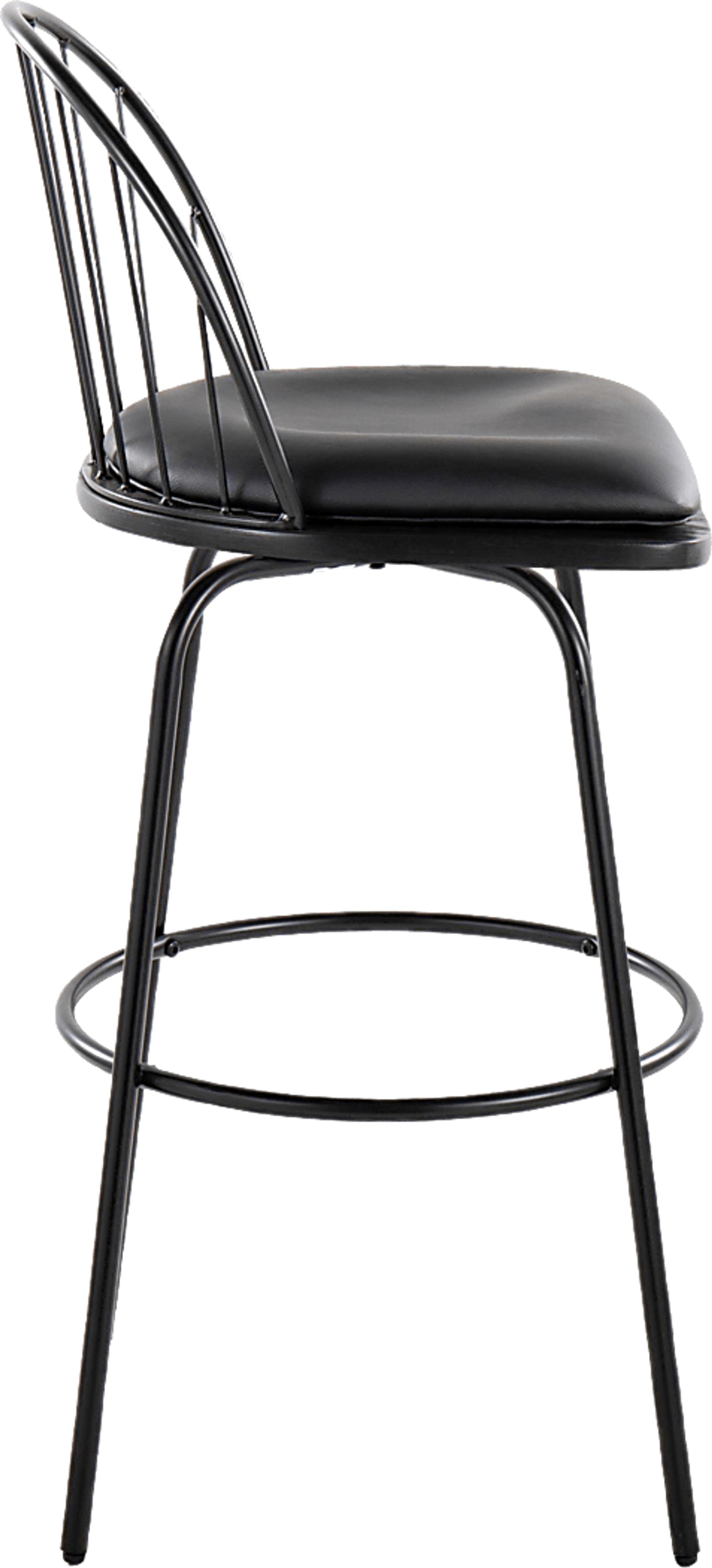 Charlias VI Black Swivel Barstool, Set of 2 - Image 6