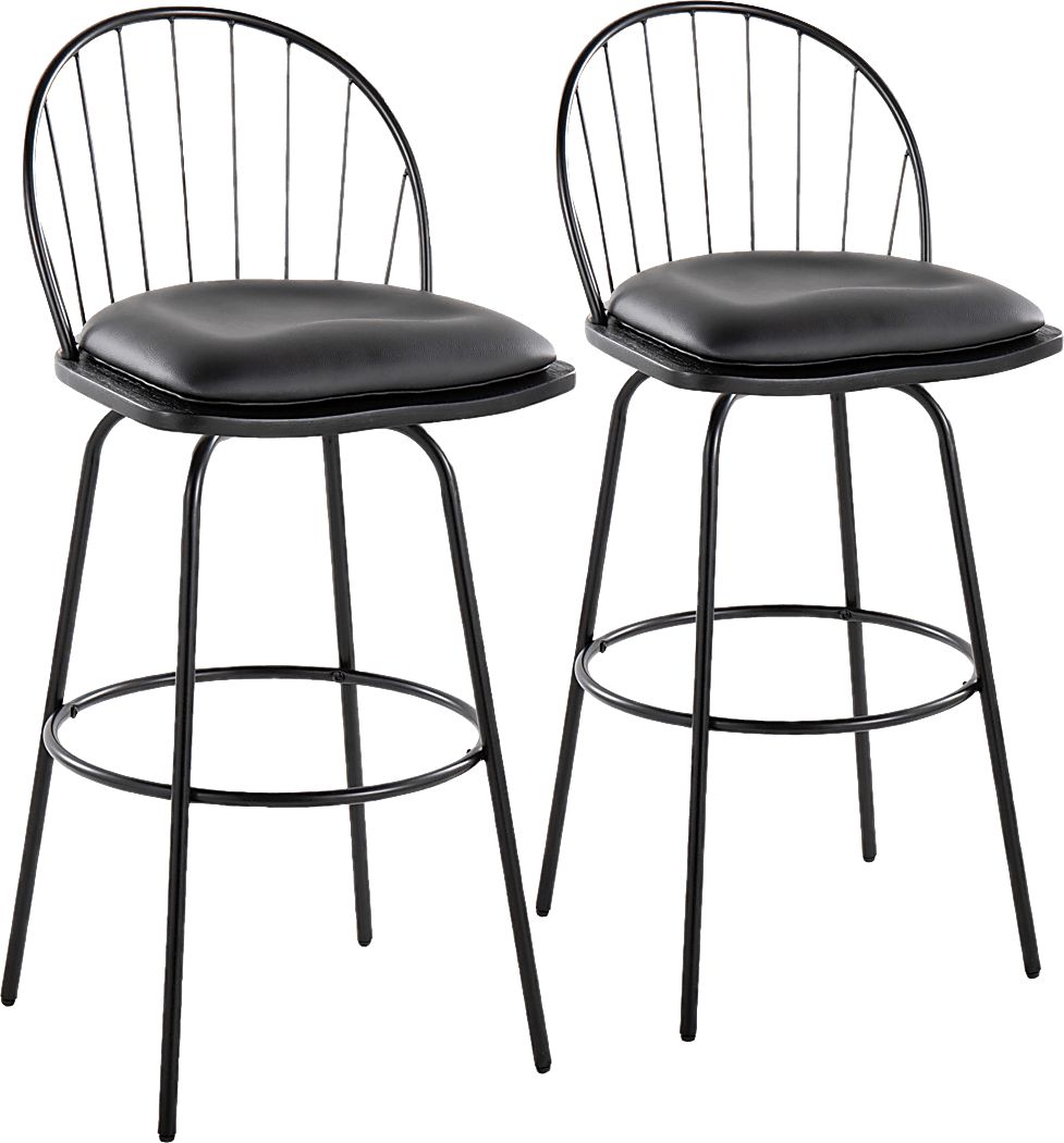 Charlias VI Black Swivel Barstool, Set of 2