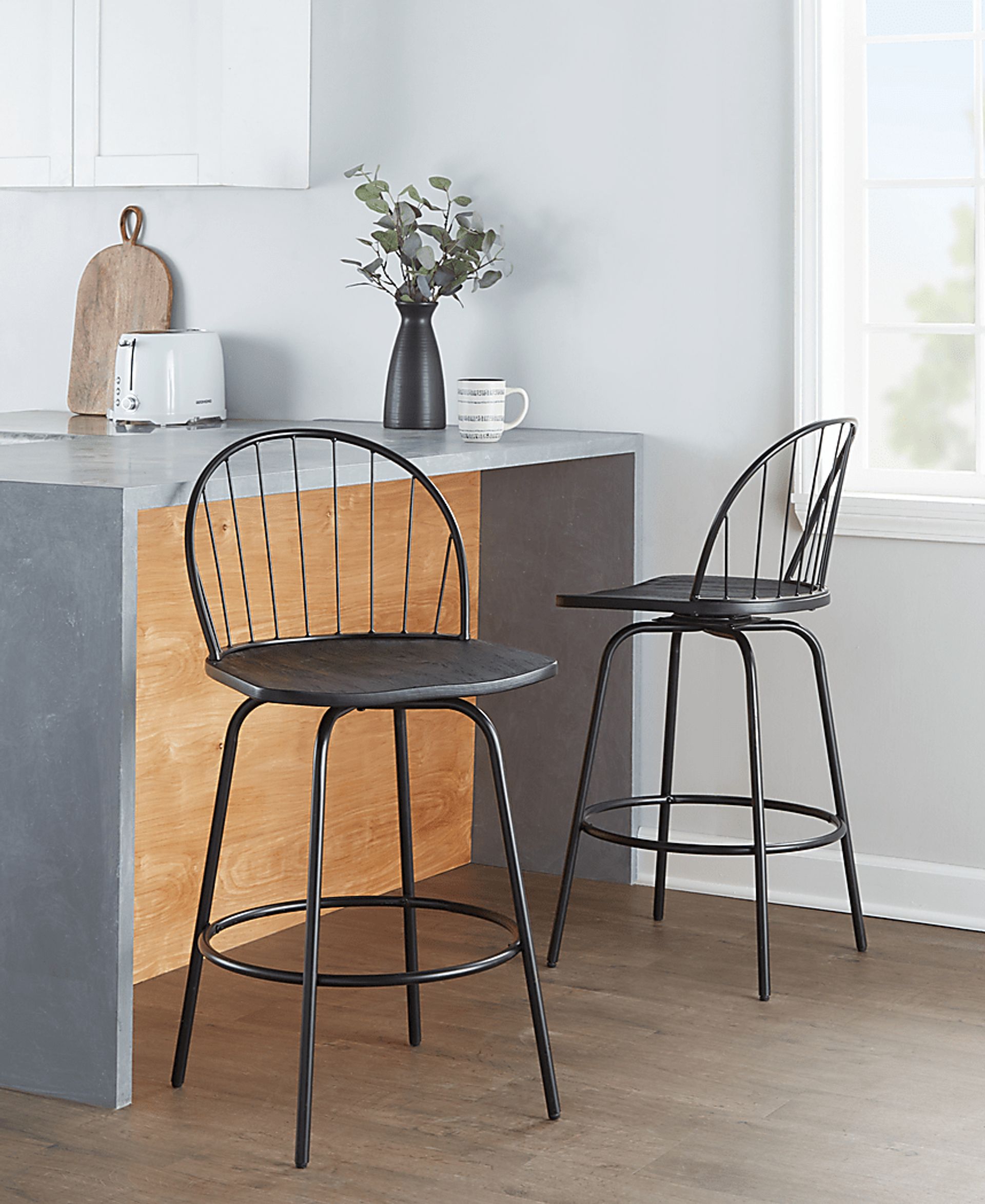Charlias VI Black Swivel Counter Height Stool, Set of 2 - Image 4