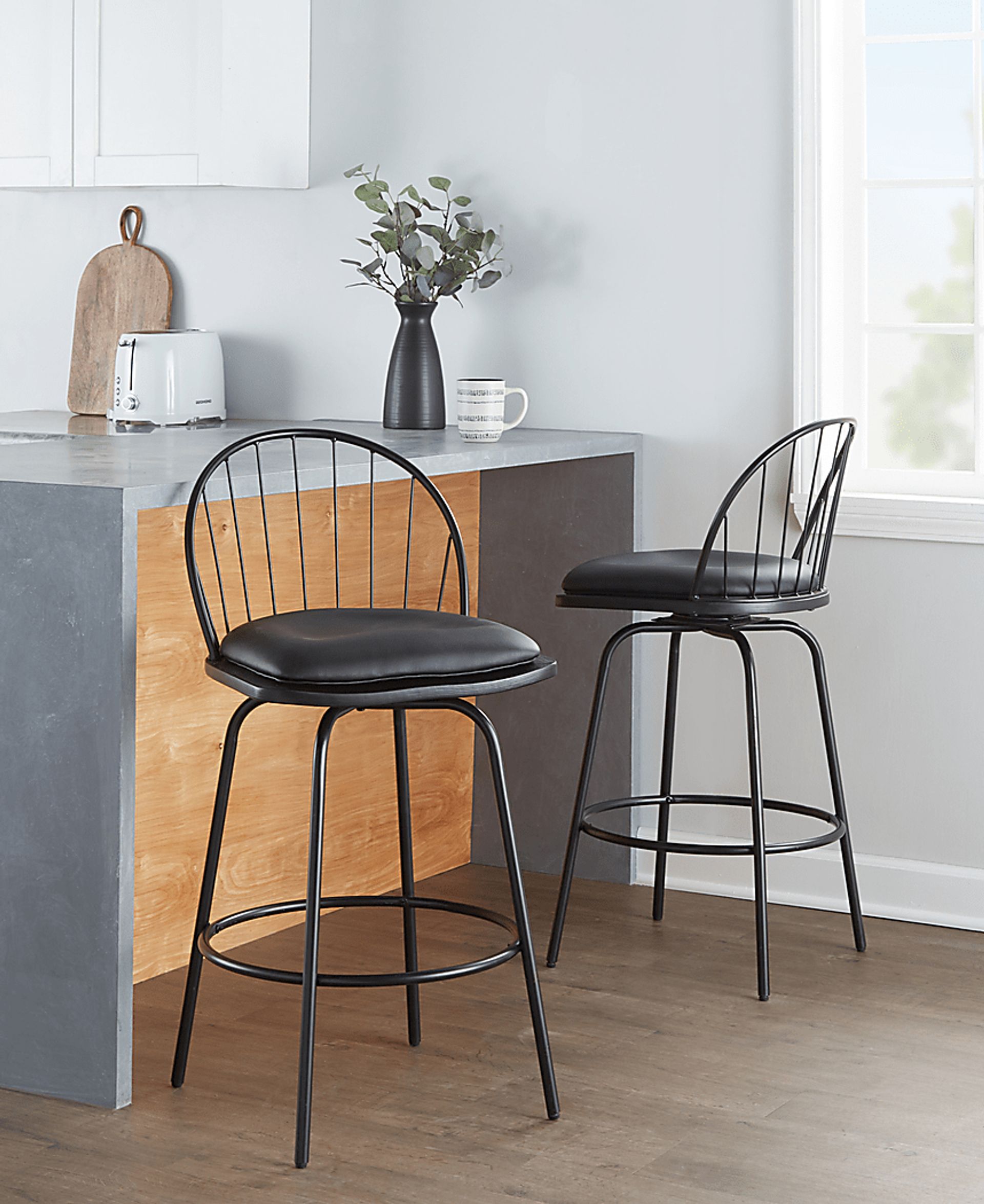Charlias VI Black Swivel Counter Height Stool, Set of 2 - Image 5