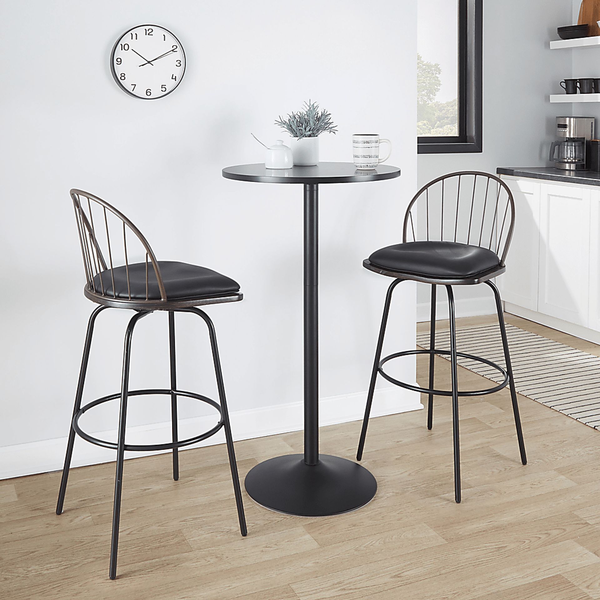 Charlias VII Black Swivel Barstool, Set of 2 - Image 2