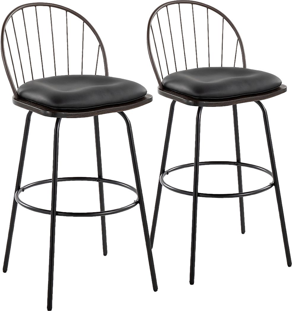 Charlias VII Black Swivel Barstool, Set of 2