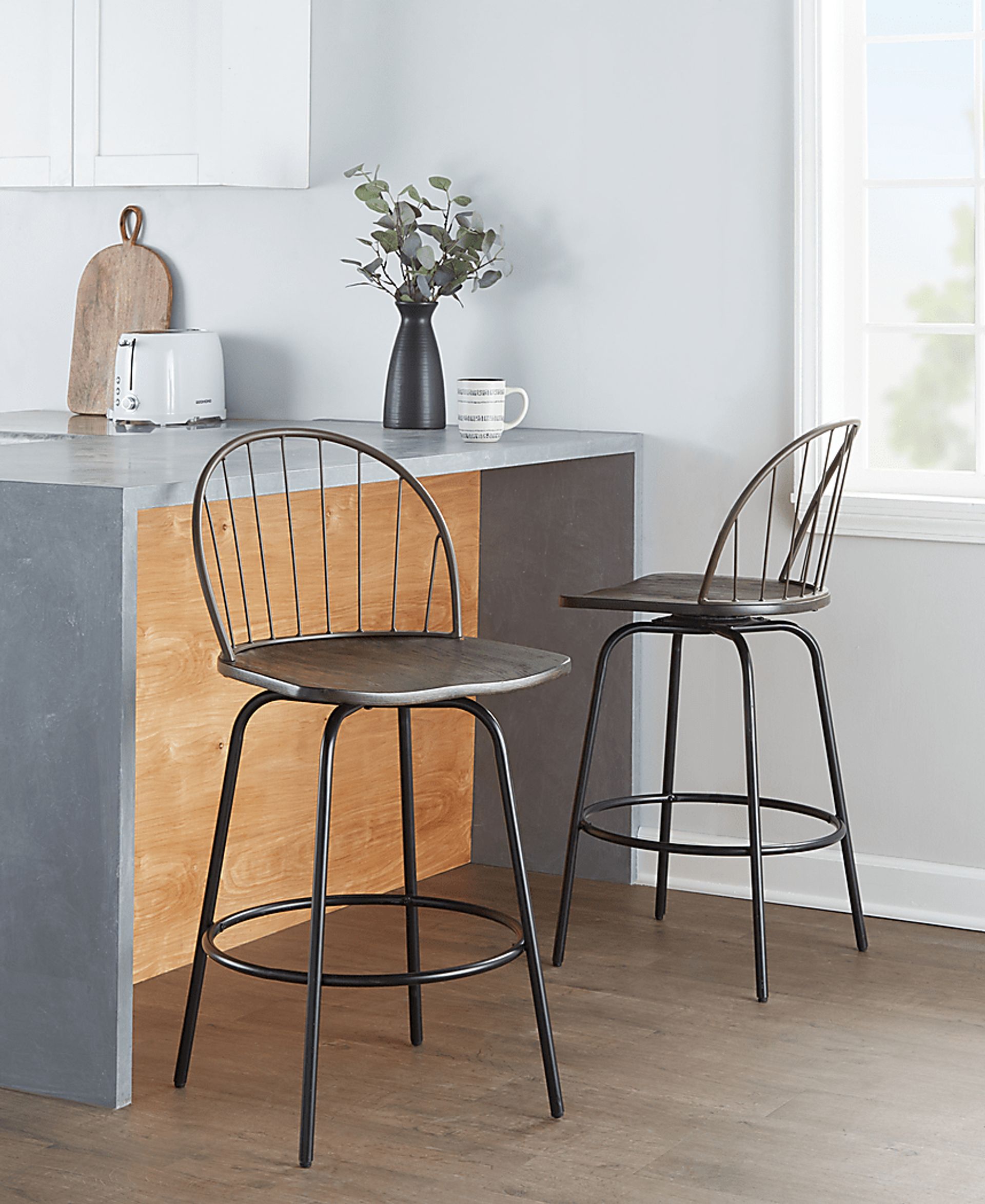 Charlias VII Black Swivel Counter Height Stool, Set of 2 - Image 4