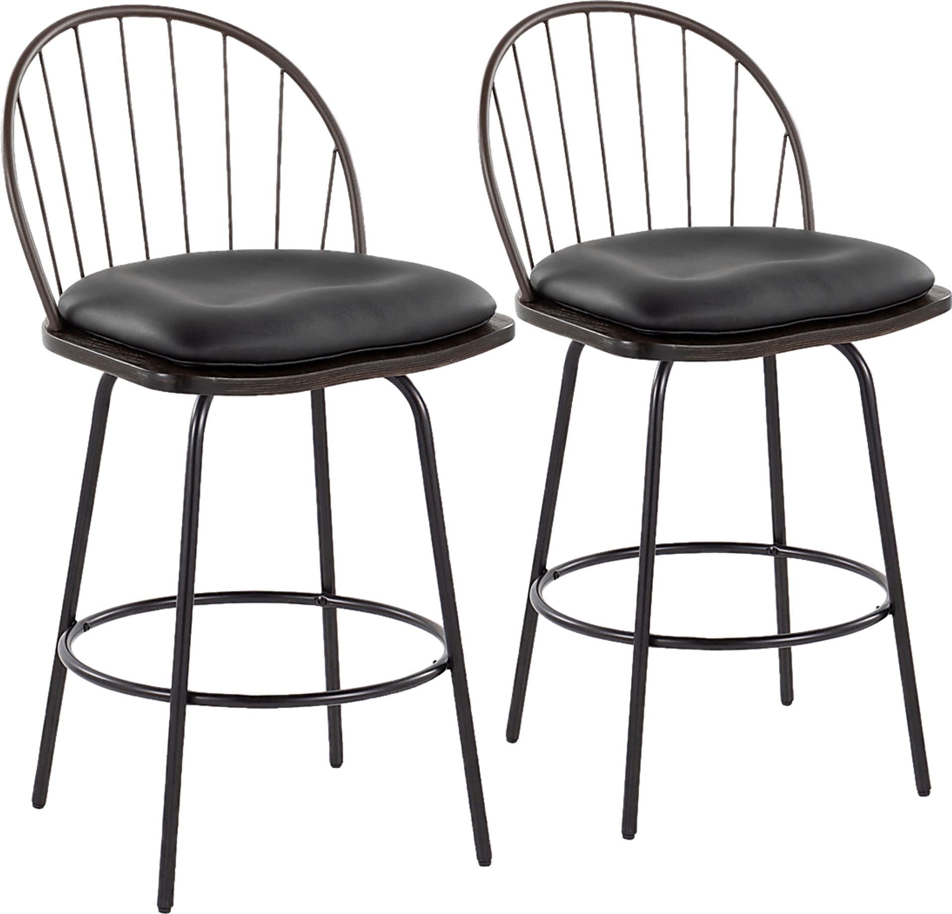 Charlias VII Black Swivel Counter Height Stool, Set of 2 - Image 1
