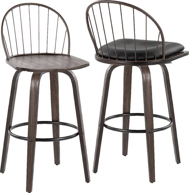 Charlias VIII Black Swivel Barstool, Set of 2 - Thumbnail - Image 11