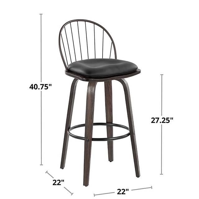 Charlias VIII Black Swivel Barstool, Set of 2 - Thumbnail - Image 13