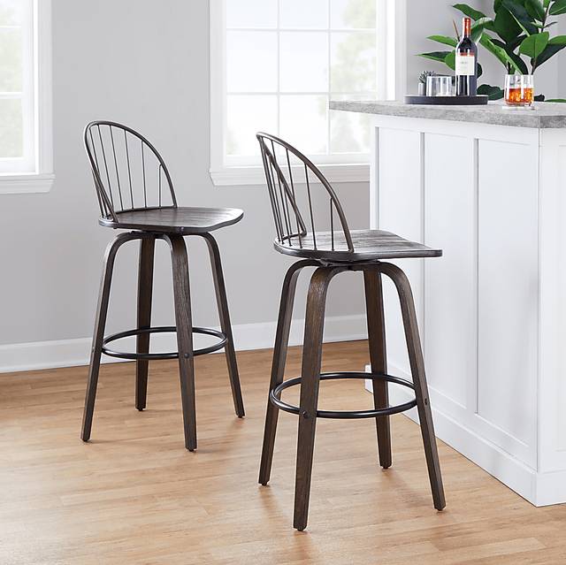 Charlias VIII Black Swivel Barstool, Set of 2 - Thumbnail - Image 2
