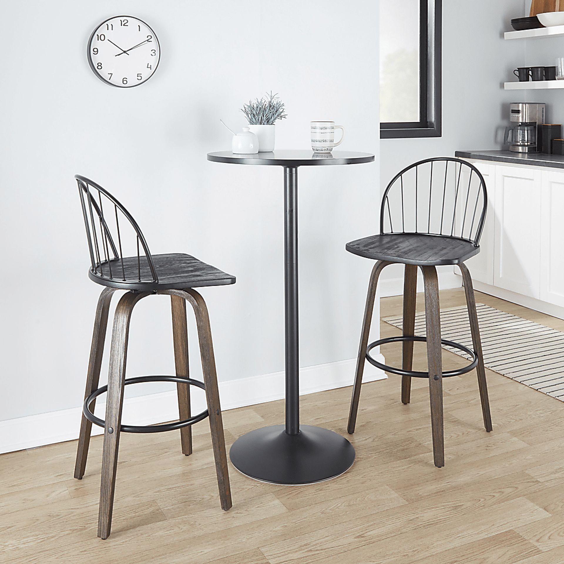Charlias VIII Black Swivel Barstool, Set of 2 - Image 4