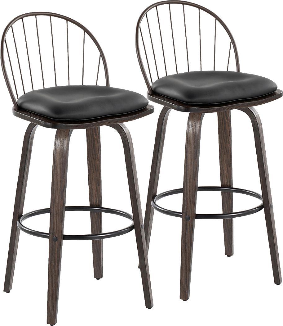 Charlias VIII Black Swivel Barstool, Set of 2