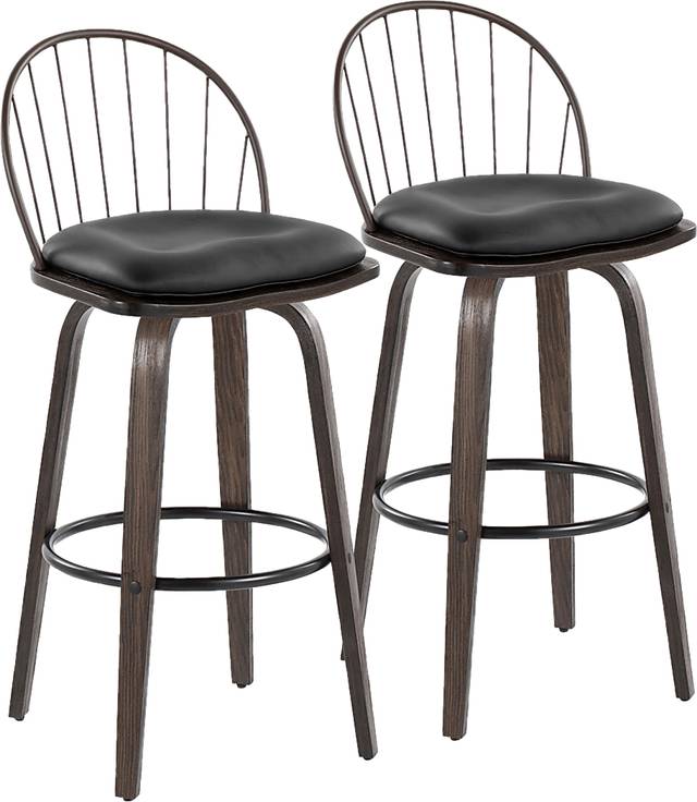 Charlias VIII Black Swivel Barstool, Set of 2 - Thumbnail - Image 1
