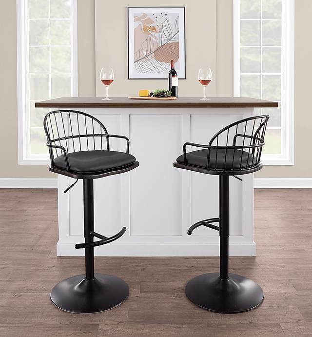 Charlias X Black Adjustable Barstool, Set of 2 - Thumbnail - Image 2