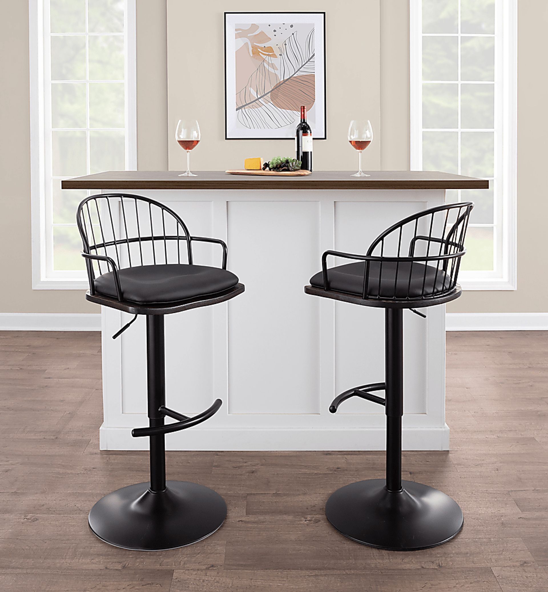 Charlias X Black Adjustable Barstool, Set of 2 - Image 2
