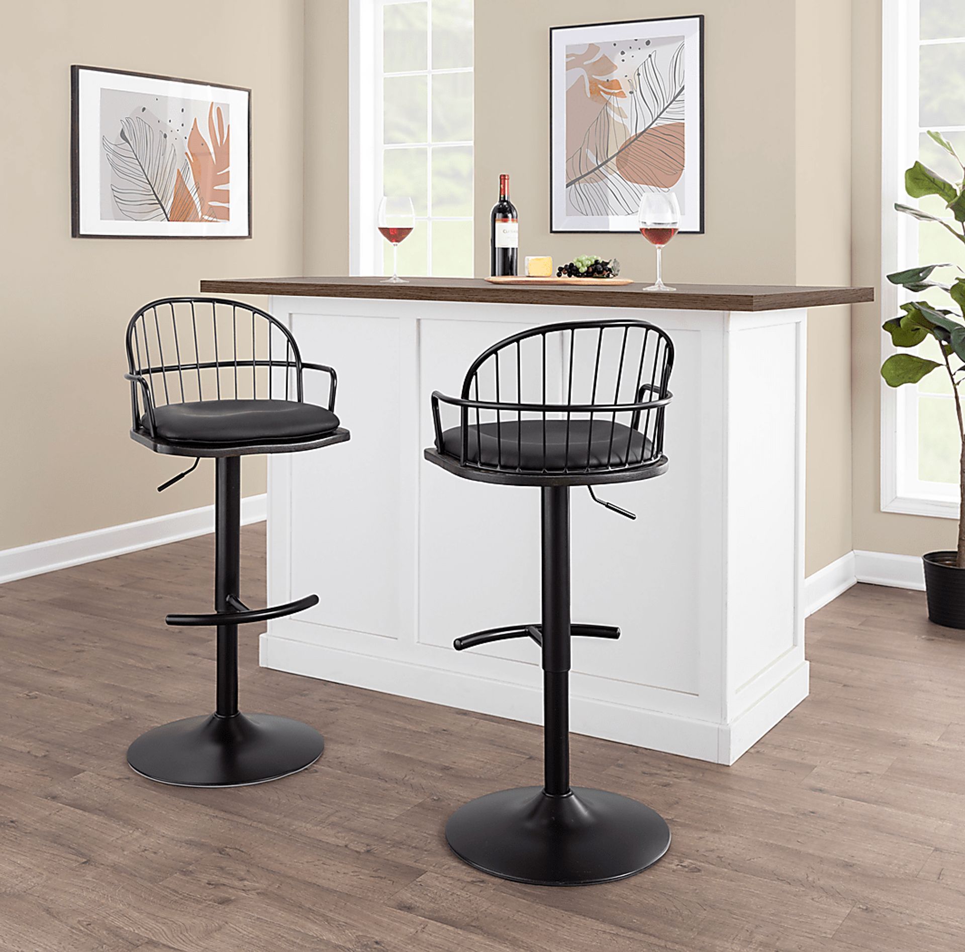 Charlias X Black Adjustable Barstool, Set of 2 - Image 3