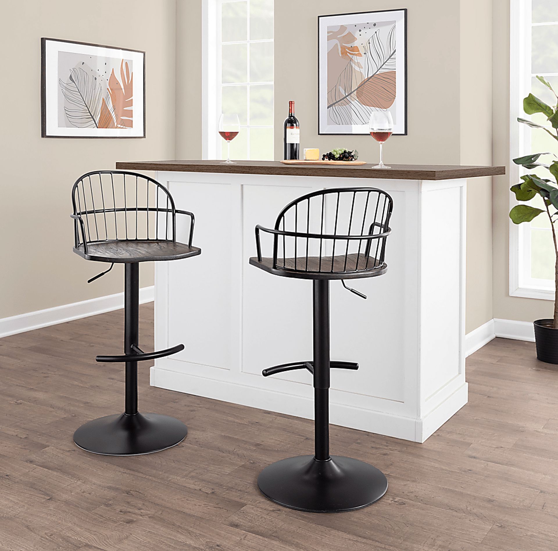 Charlias X Black Adjustable Barstool, Set of 2 - Image 4