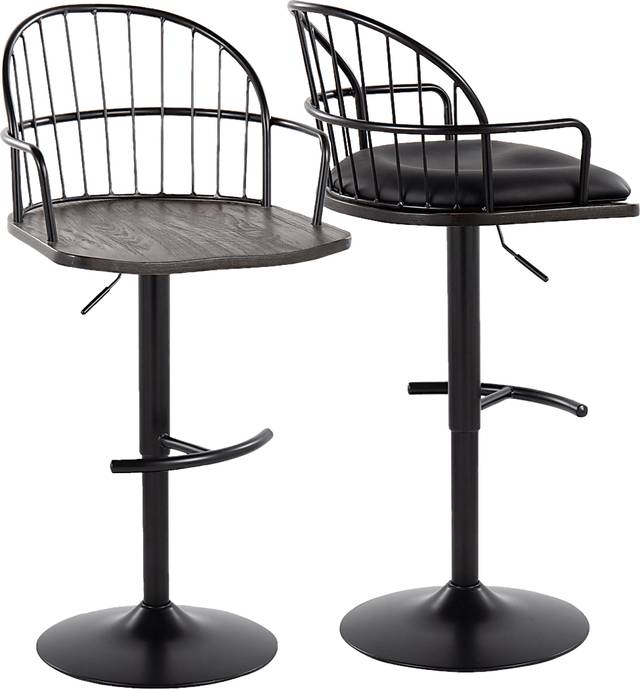 Charlias X Black Adjustable Barstool, Set of 2 - Thumbnail - Image 1