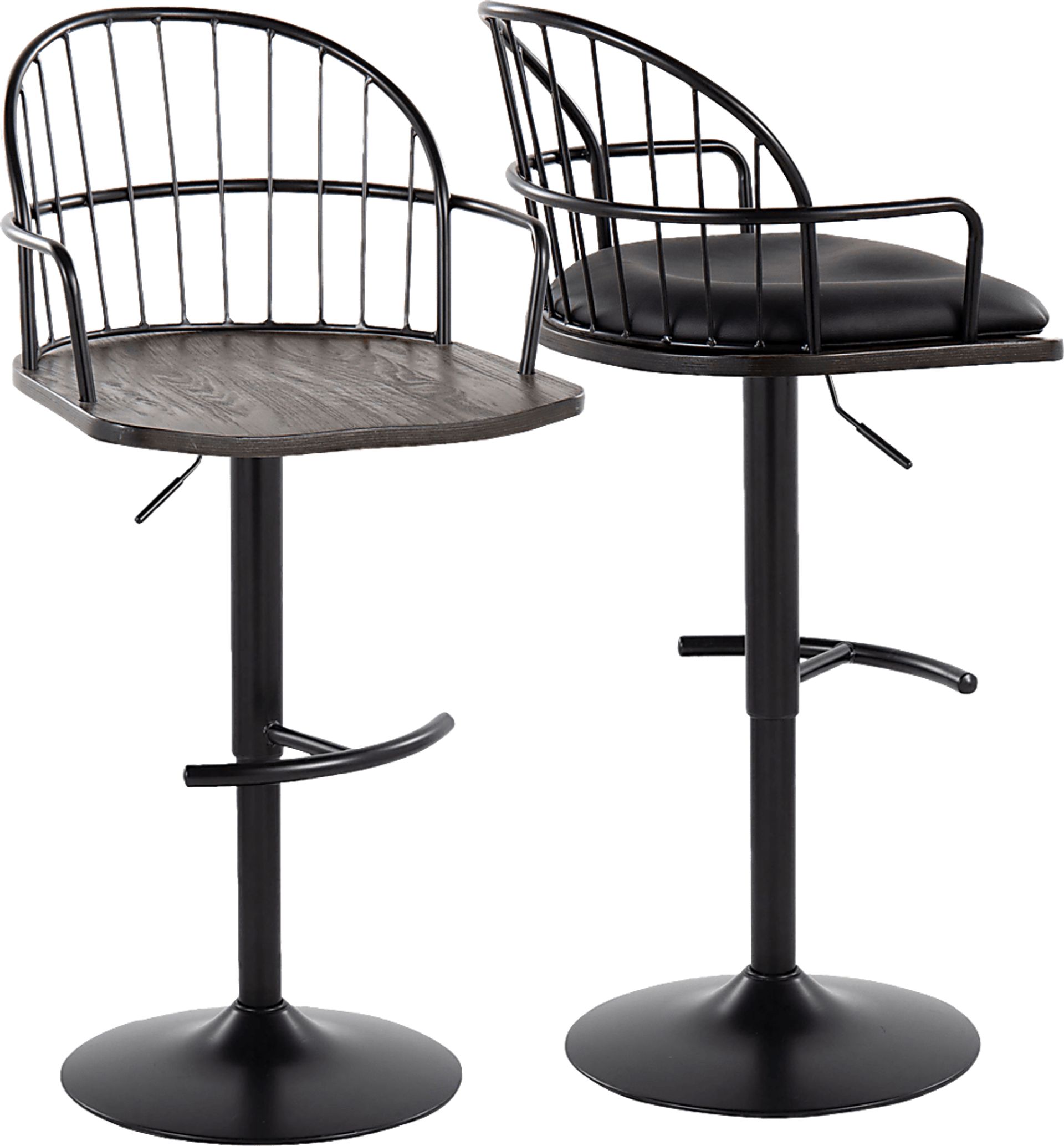 Charlias X Black Adjustable Barstool, Set of 2 - Image 1