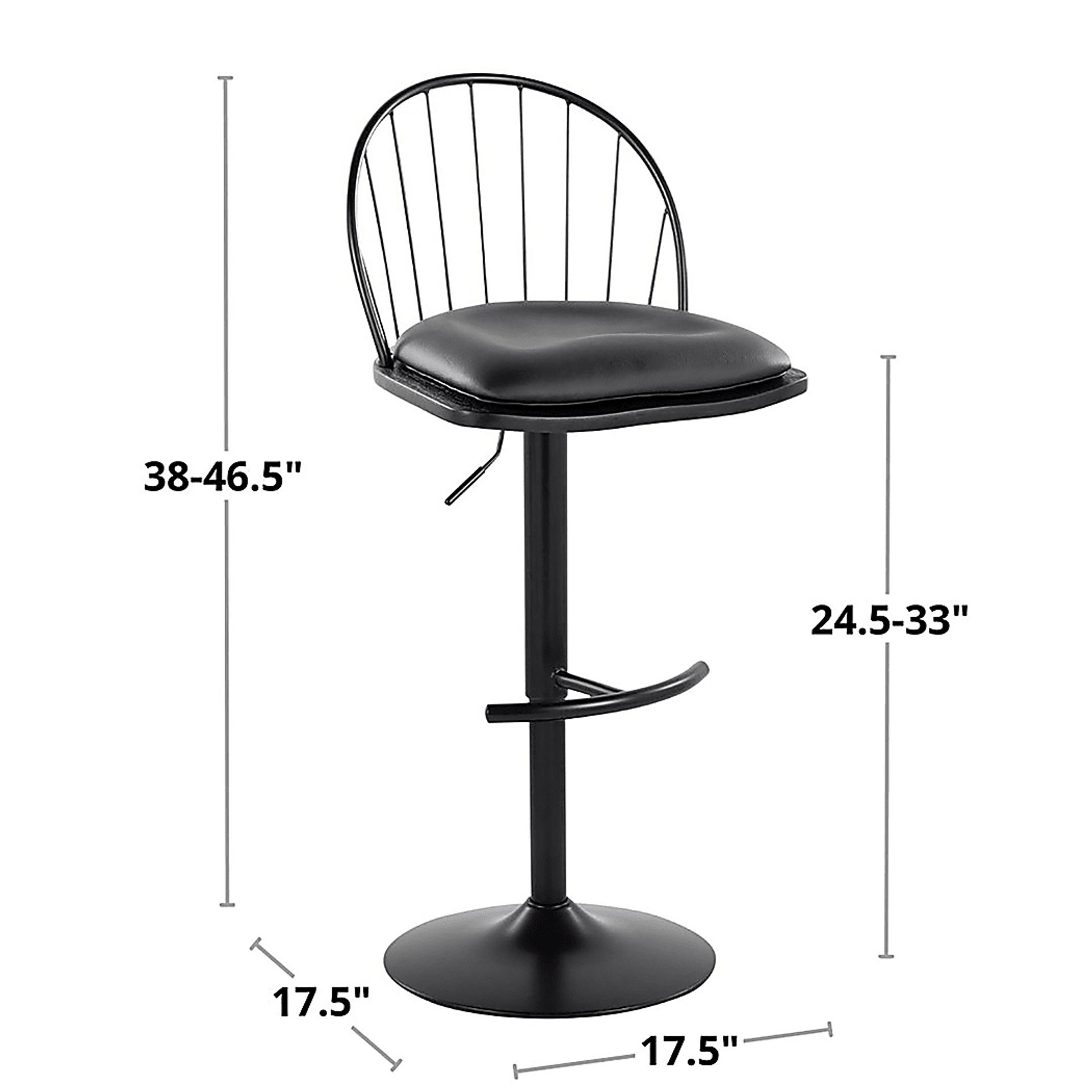 Charlias XI Black Adjustable Barstool, Set of 2 - Image 12
