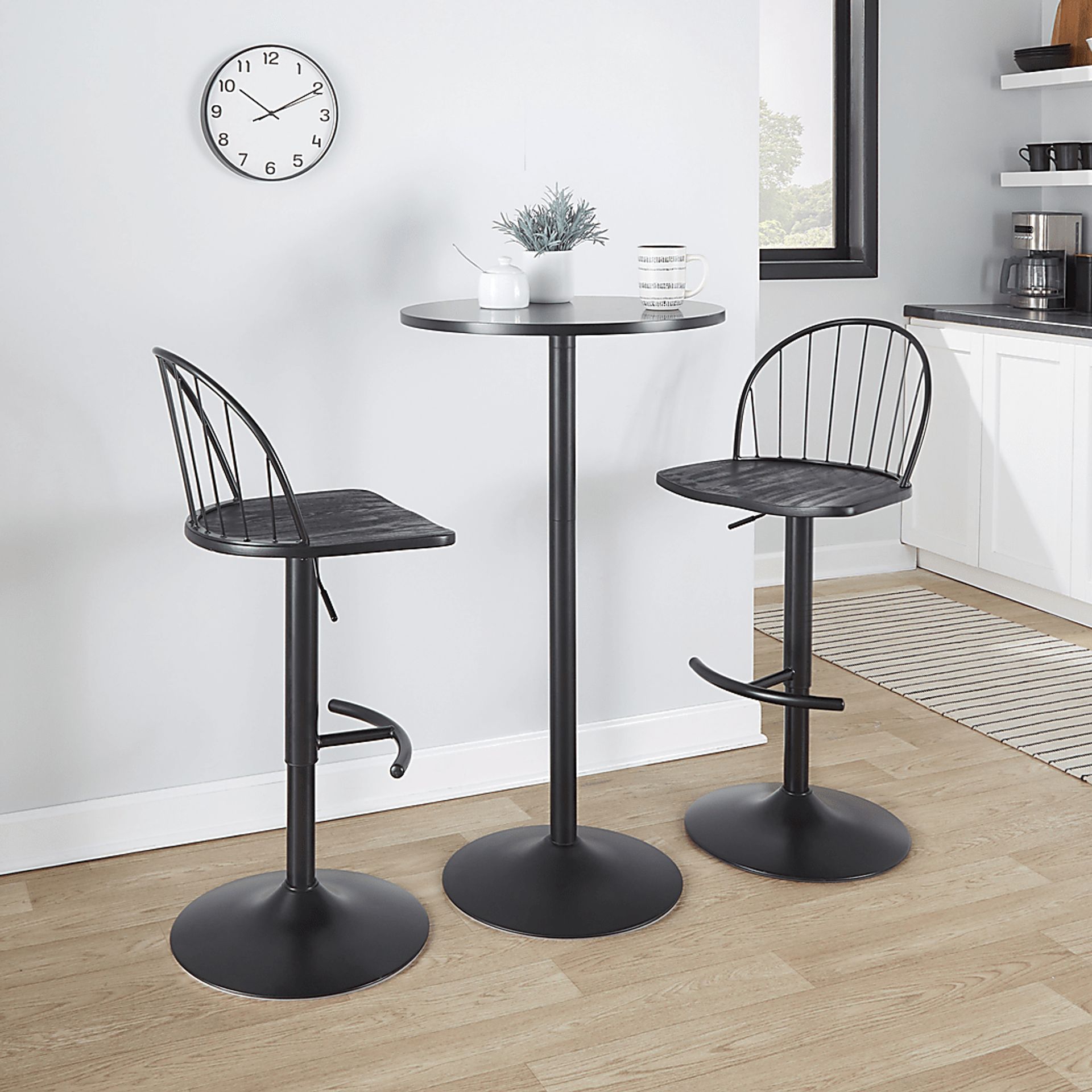 Charlias XI Black Adjustable Barstool, Set of 2 - Image 3